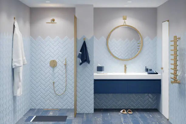 salle de bain colorée